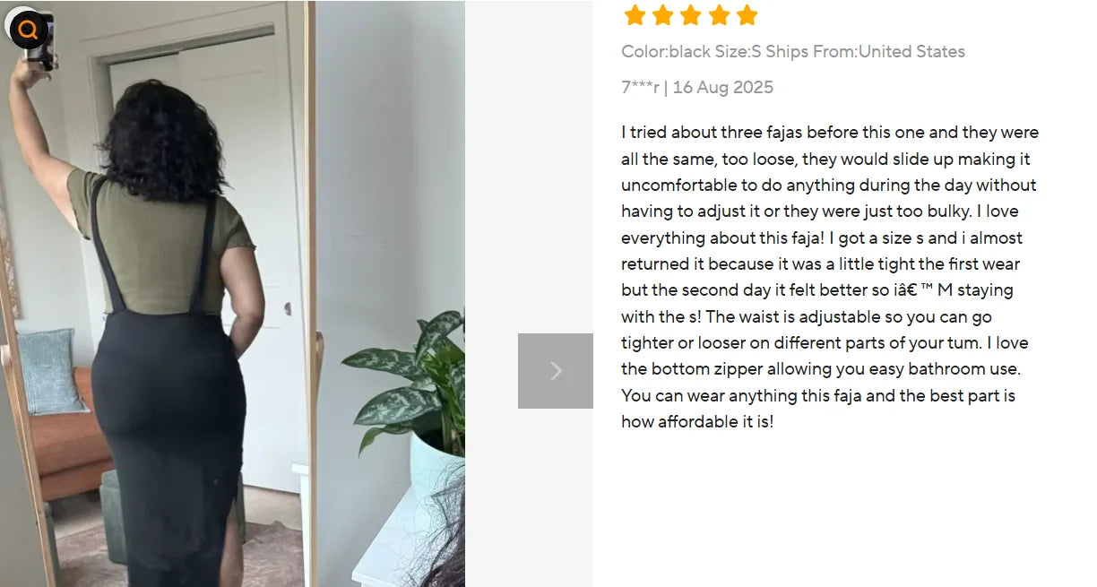 Body shaper with abdominal control, adjustable straps, and zipper.