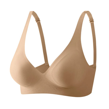 Seamless Deep V Wireless Bra with Soft Padding and Comfort Fit