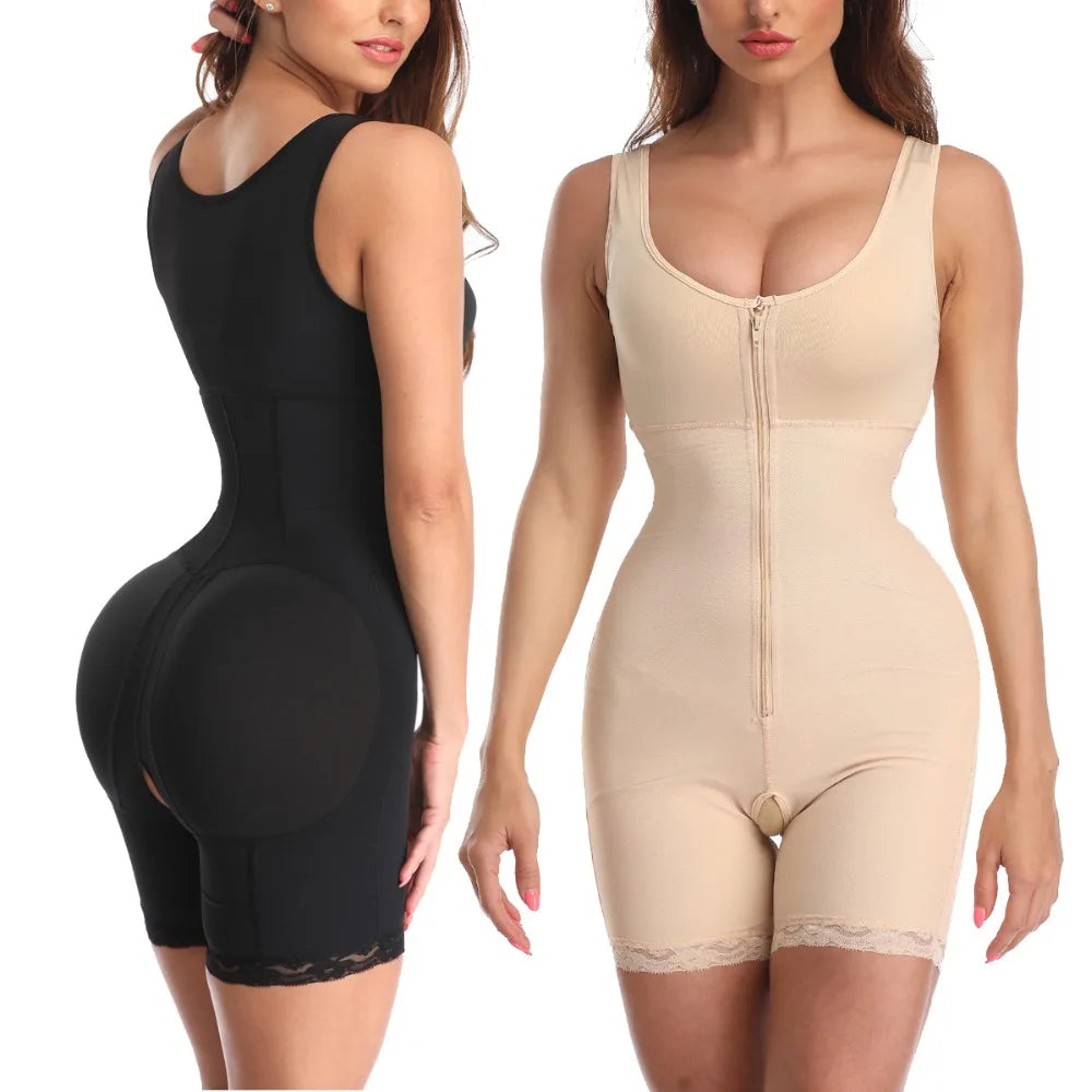 Lace Zip Body Shaper – Tummy Control & Butt Lifter Corset