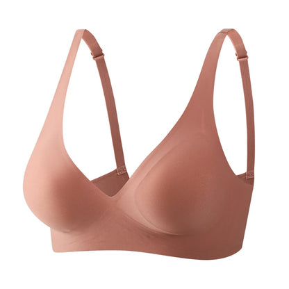 Seamless Deep V Wireless Bra with Soft Padding and Comfort Fit