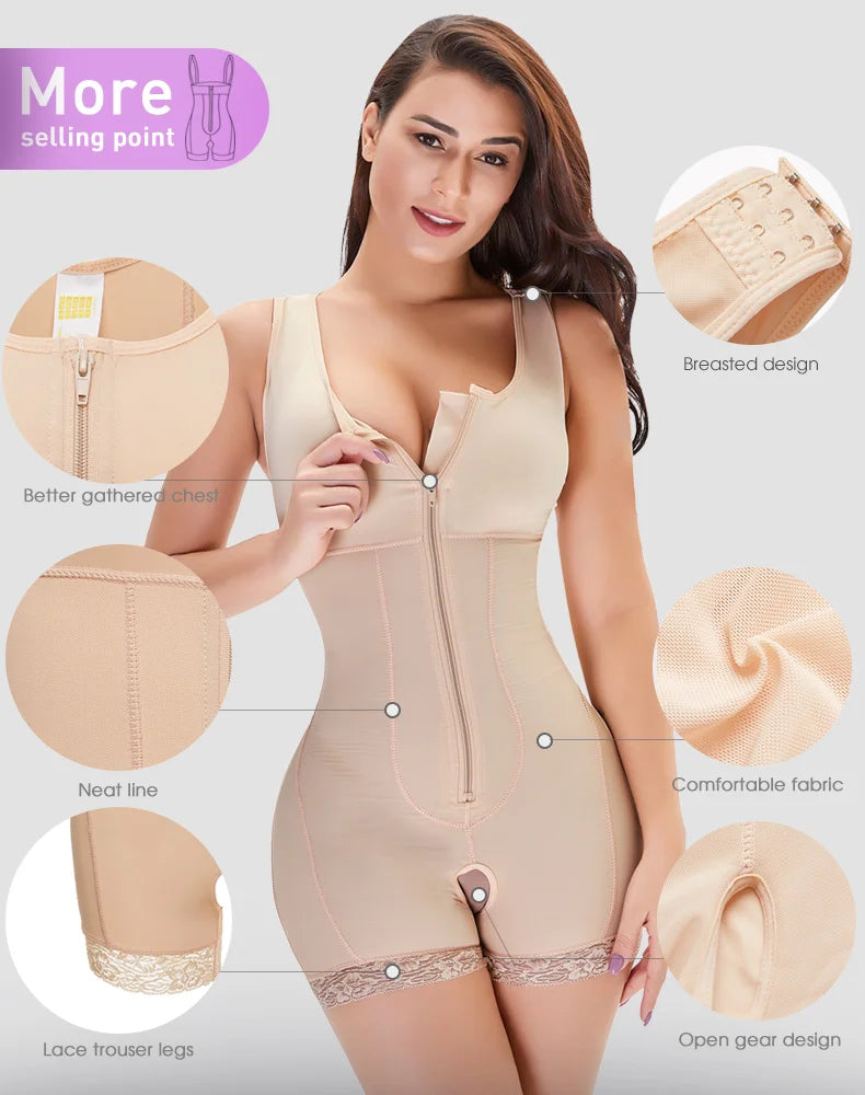 Lace Zip Body Shaper – Tummy Control & Butt Lifter Corset