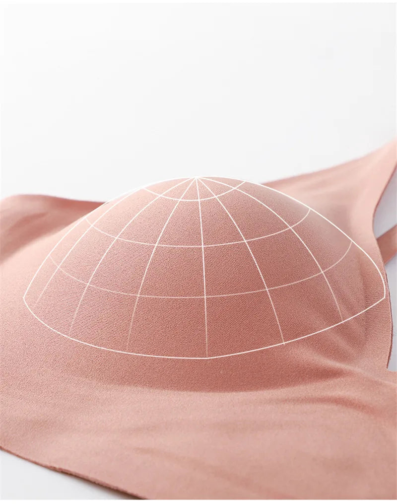 Seamless Deep V Wireless Bra with Soft Padding and Comfort Fit