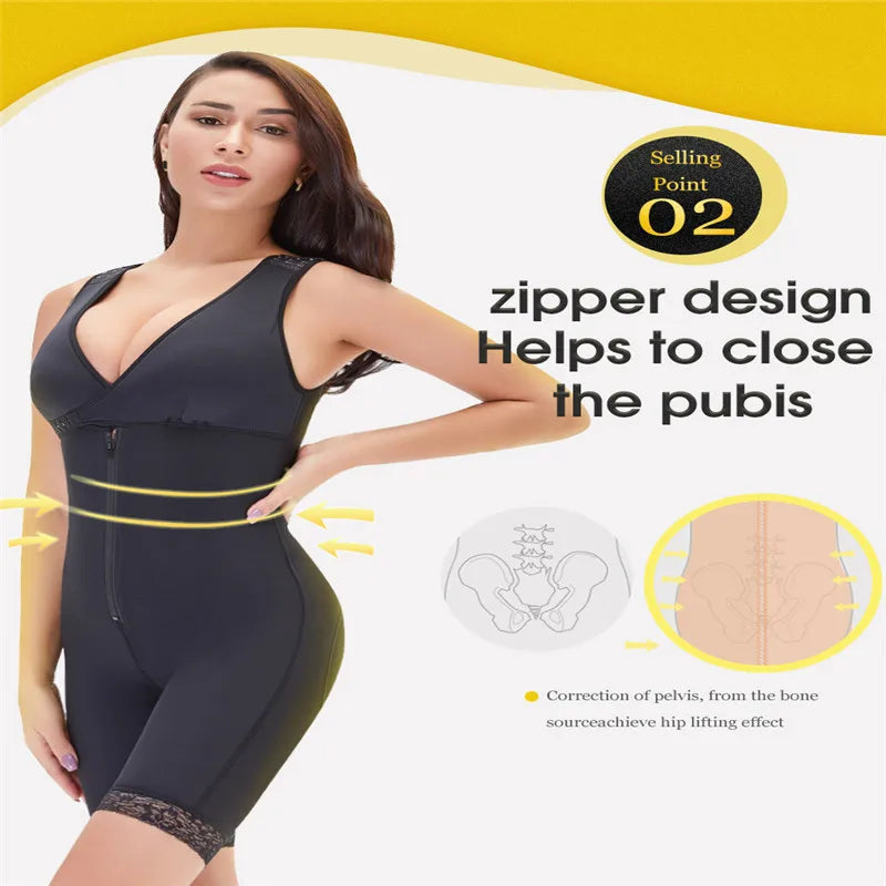 Lace Zip Body Shaper – Tummy Control & Butt Lifter Corset
