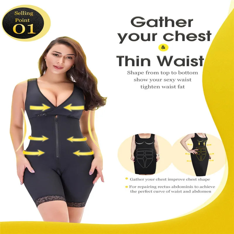 Lace Zip Body Shaper – Tummy Control & Butt Lifter Corset