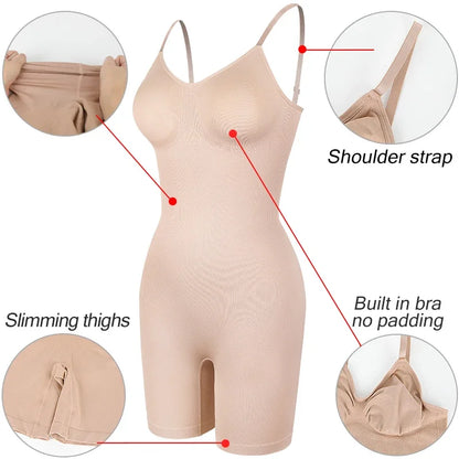 Full Body Shaper – Adjustable Straps, Tummy Control & Seamless Slimming Bodysuit