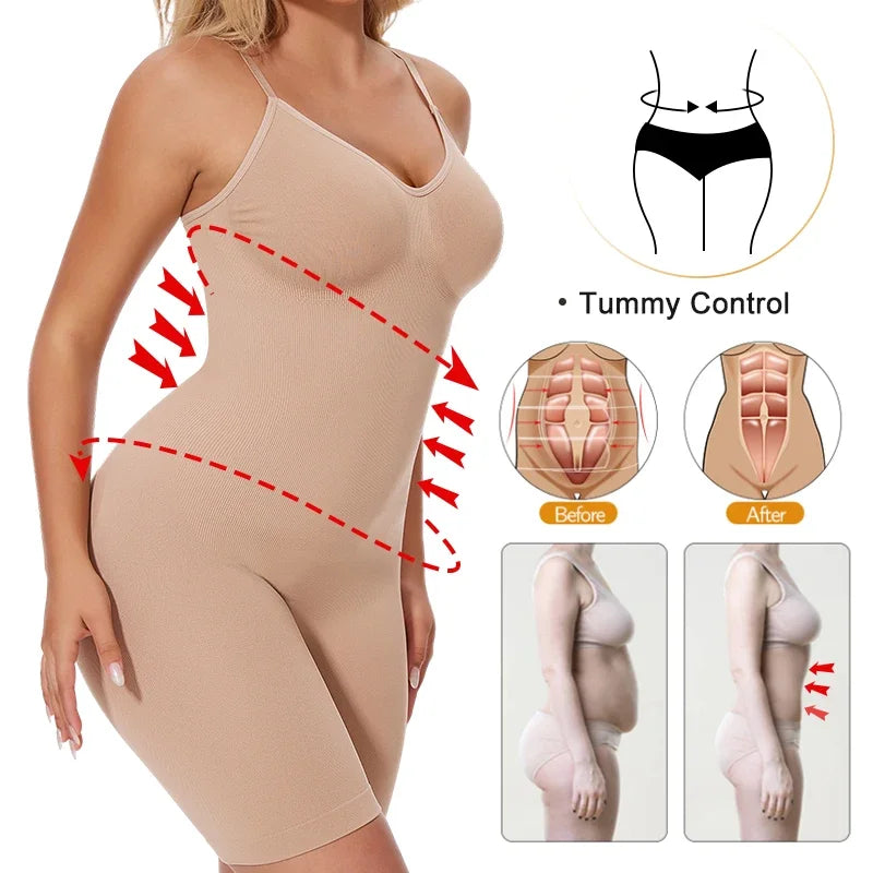 Full Body Shaper – Adjustable Straps, Tummy Control & Seamless Slimming Bodysuit