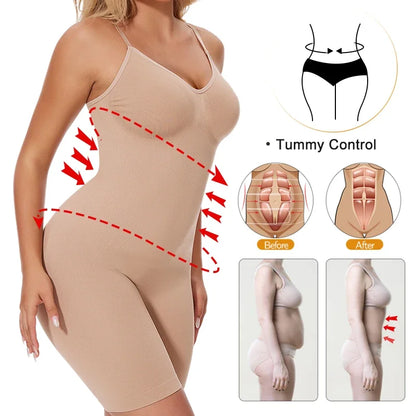 Full Body Shaper – Adjustable Straps, Tummy Control & Seamless Slimming Bodysuit