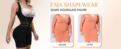 Body shaper with abdominal control, adjustable straps, and zipper.