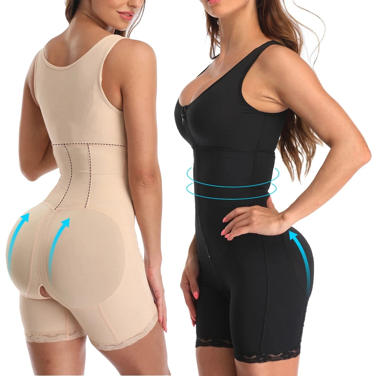 Lace Zip Body Shaper – Tummy Control & Butt Lifter Corset