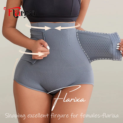 Seamless shaping panties with high waist and butt-lifting effect with hook closure