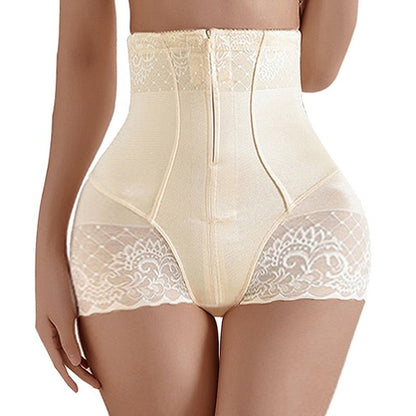 High-waisted shaping panties with abdominal control, seamless, with zipper.
