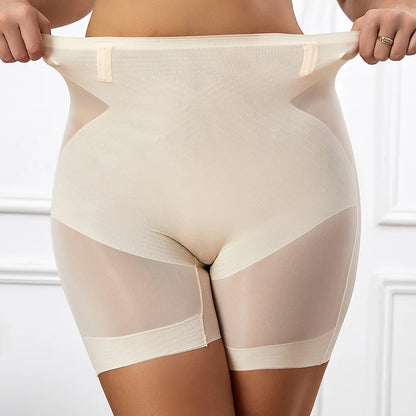 Seamless High Waist Shorts – Ice Silk Panties with Tummy Control and Hip Lifting Effect