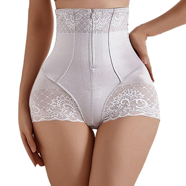 High-waisted shaping panties with abdominal control, seamless, with zipper.
