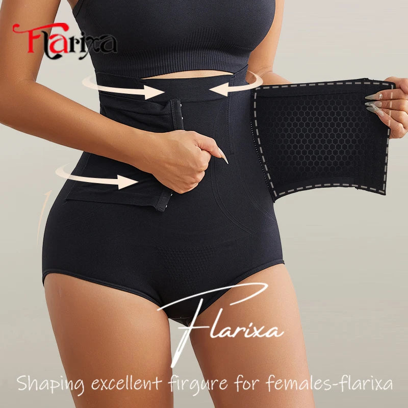 Seamless shaping panties with high waist and butt-lifting effect with hook closure