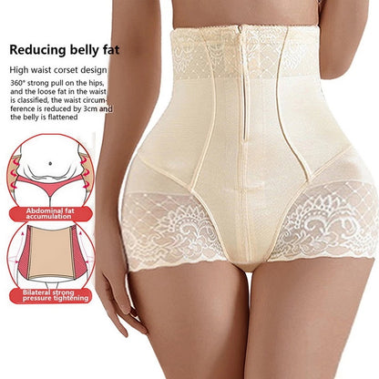 High-waisted shaping panties with abdominal control, seamless, with zipper.