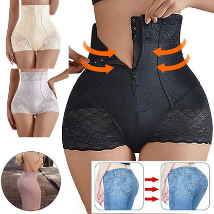 High-waisted shaping panties with abdominal control, seamless, with zipper.