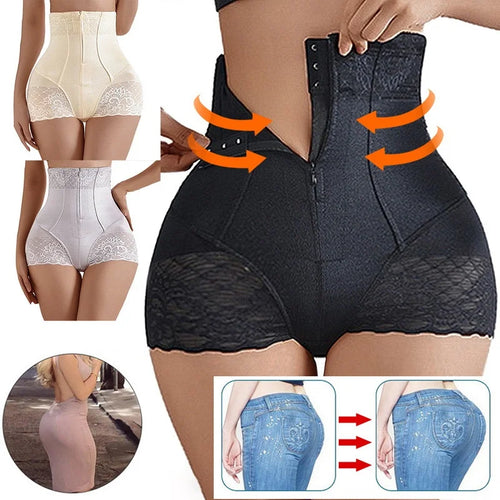 High-waisted shaping panties with abdominal control, seamless, with zipper.