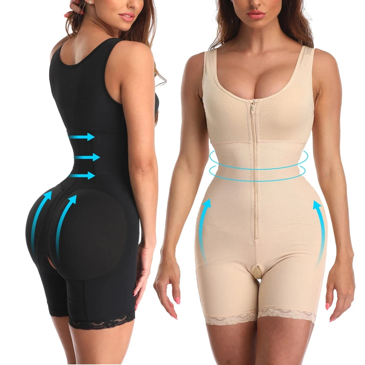 Lace Zip Body Shaper – Tummy Control & Butt Lifter Corset