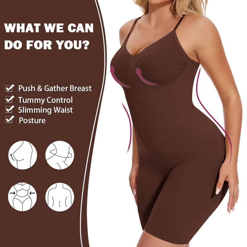 Full Body Shaper – Adjustable Straps, Tummy Control & Seamless Slimming Bodysuit