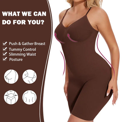 Full Body Shaper – Adjustable Straps, Tummy Control & Seamless Slimming Bodysuit