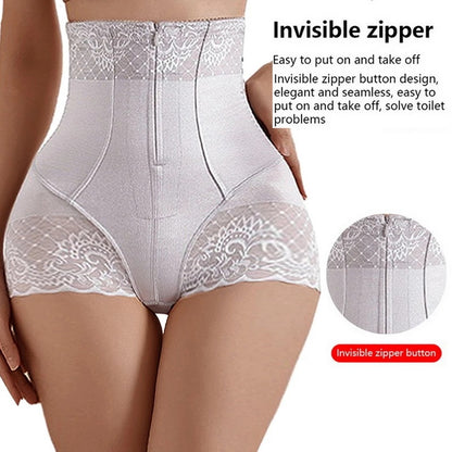 High-waisted shaping panties with abdominal control, seamless, with zipper.